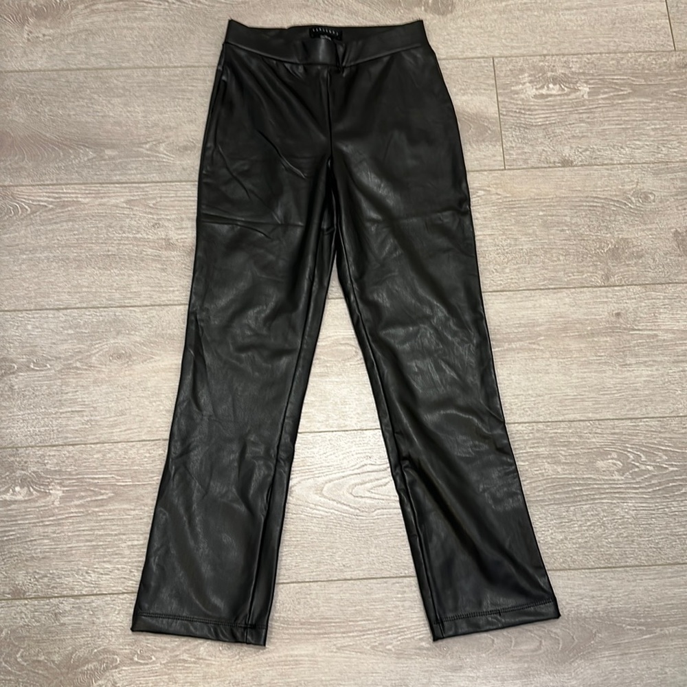 XS Sanctuary Carnaby Kick Crop Pant Black Stretch Faux Leather.